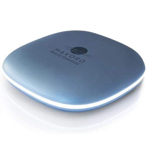 Mavoro LED Lighted Travel Makeup Mirror | 1x/10x Magnification | Rechargeable USB-C | Pocket & Purse Portable Lighted Travel Makeup Compact Mirror, Touch Sensor (Arctic Sky) - color: Arctic Sky