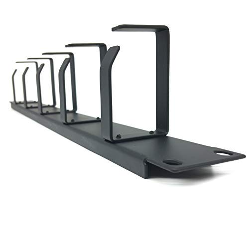 (5 Pack) 1U 5 D-Ring Cable Manager - 19 Inch Horizontal Rack Mount Metal Server Rack Wire Management
