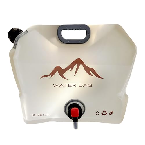 Collapsible 2-Gallon Water Jug Portable Camping Bag with Leak-Proof Spigot Durable BPA-Free 8L Collapsible Water Container for Hiking Camping Emergency Prep (Beige) - color: Beige
