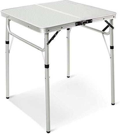 REDCAMP Small Square Folding Table 2 Feet, Portable Aluminum Camping Table Adjustable Height Lightweight for Picnic Beach Outdoor Indoor, White 24 x 24 inch - size: 2-Feet Square (2 heights 10"/27")