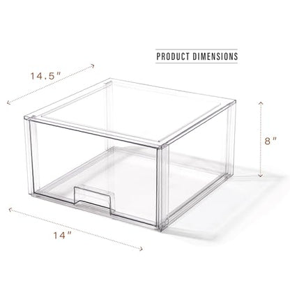 BINO | Stackable Storage Drawers, Tall X-Large - Clear | THE CRATE COLLECTION | Storage Bins With Drawers | Bathroom Organizers | Under Sink Organizer | Vanity Cabinet Home Organization - size: Tall X-Large