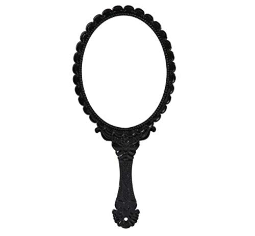Weahre Hand Mirror Makeup Mirrors Handheld Decorative Personal Vintage Cosmetic Travel Mirrors (Black) - color: Black
