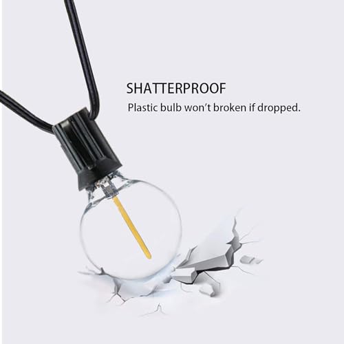 Banord 100FT G40 Globe String Lights, 2700K LED Outdoor Patio Lights String with 50 Dimmable Shatterproof Bulbs, Waterproof Connectable Hanging Lights for Backyard Porch Balcony Party, E12 Socket Base - size: 100FT