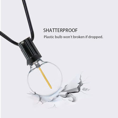 Banord 100FT G40 Globe String Lights, 2700K LED Outdoor Patio Lights String with 50 Dimmable Shatterproof Bulbs, Waterproof Connectable Hanging Lights for Backyard Porch Balcony Party, E12 Socket Base - size: 100FT