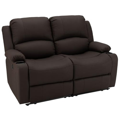 Camper Comfort 58" Wall Hugger Reclining RV Theater Seats | Double Recliner RV Sofa | RV Couch | Wall Hugger Recliner | RV Theater Seating | RV Furniture (Powered, Chocolate) - color: Chocolate, style: Powered