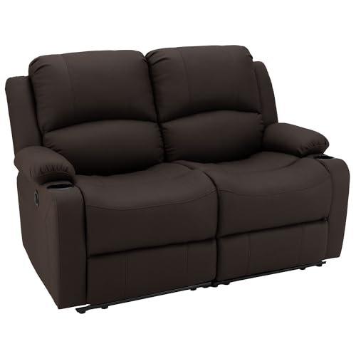 Camper Comfort 58" Wall Hugger Reclining RV Theater Seats | Double Recliner RV Sofa | RV Couch | Wall Hugger Recliner | RV Theater Seating | RV Furniture (Powered, Chocolate) - color: Chocolate, style: Powered