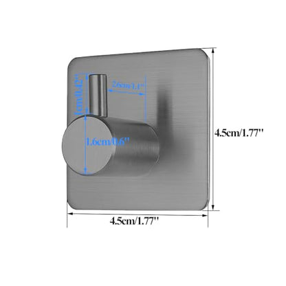 Fotosnow Adhesive Hooks Towel Hanger Wall Hooks for Hanging Coat, Hat,Towel Robe Hook Rack Wall Mount Waterproof Stainless Steel- Bathroom and Bedroom Gray 4-Packs - color: Gray