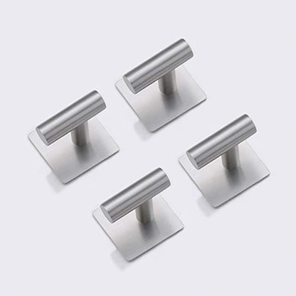 Adhesive Towel Hook 4 Pack, Bathroom Wall Hooks, Sticky Coat Hooks for Hanging, Closet, Robe Hook SUS304 Stainless Steel Brushed, BTH7204-2-P4