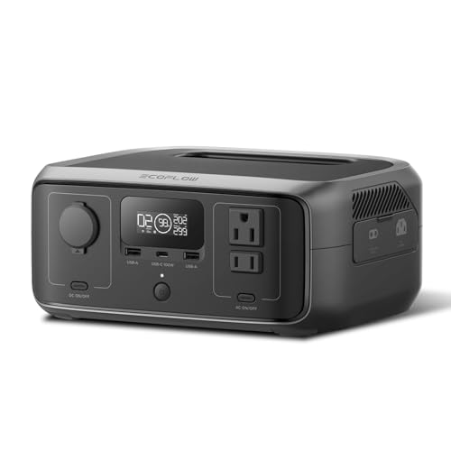EF ECOFLOW Portable Power Station RIVER 3, 245Wh LiFePO4 Battery Power Station, 1Hr Fast Charging, 300W/X-Boost 600W Solar Generator for Outdoor/Camping/RVs/Home Use (Solar Panel Optional) - style: RIVER 3 Power Station