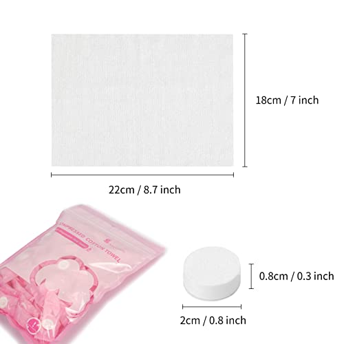 Classycoo Compressed Towel 100 PCS Mini Tablets Disposable Portable Face Towel Cotton Coin Tissue Eco-Friendly for Travel, Camping, Hiking, Sport, Beauty, Home Hand Cloths, Outdoor Activities Pink - size: 1 Count (Pack of 100), style: Large (Pink)