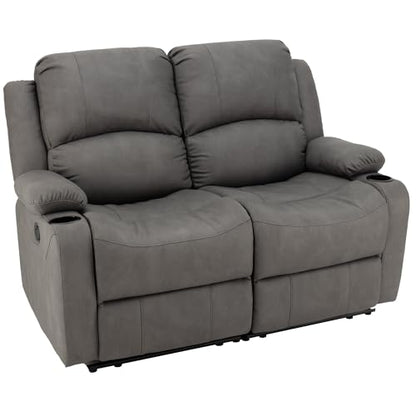 Camper Comfort 58" Wall Hugger Reclining RV Theater Seats | Double Recliner RV Sofa | RV Couch | Wall Hugger Recliner | RV Theater Seating | RV Furniture (Manual, Slate) - color: Slate, style: Manual