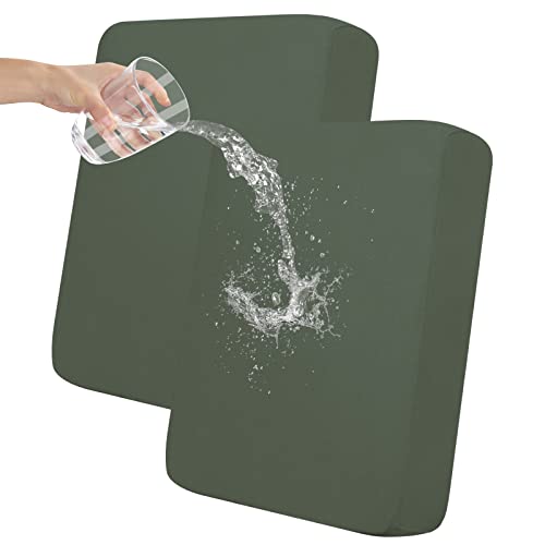 Easy-Going 100% Waterproof Chair Sofa Seat Cushion Slipcovers Couch Cushion Cover Stretch Furniture Protector for Kids, Pets (2-Piece Loveseat Cushion, Grayish Green) - color: Grayish Green, size: 2-piece loveseat cushion