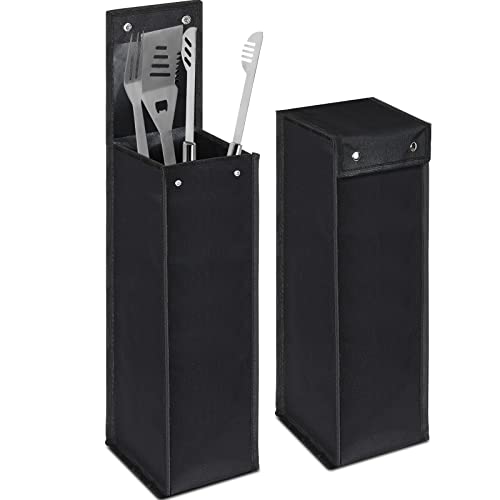 Amylove 1 pcs Grill Utensil Storage Bag BBQ Tool Storage Bags Barbecue Hardware Tool BBQ Utensil Holder Pouch Oxford Cloth Accessory Foldable for Camping Hiking (Black) - color: Black