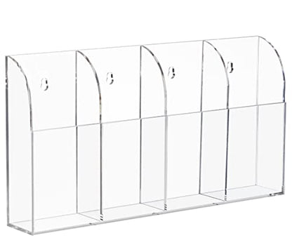 HBlife Acrylic Remote Holder Organizer, Clear TV Remote Control Wall Mount Caddy for Bedside, 4 Compartments - style: 4 Compartment