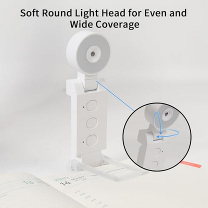 Book Light,USB Rechargeable Clip-On Reading Light,30 Adjustable Modes,Eye-Caring,Flashlight with Timer, Perfect for Book Lovers/Travel(White, Round) - color: White, size: Round