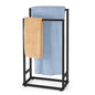 Freestanding Towel Racks 2 Tier Small Towel Holder Stand for Bathroom Matte Black Stainless Steel Industrial Towel Drying Rack for Hand Towels Blanket - color: Black