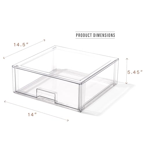 BINO | Stackable Storage Drawers, X-Large - Clear | THE CRATE COLLECTION | Storage Bins With Drawers | Bathroom Organizers | Under Sink Organizer | Vanity Cabinet Home Organization - size: X-Large