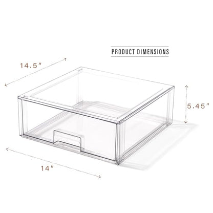 BINO | Stackable Storage Drawers, X-Large - Clear | THE CRATE COLLECTION | Storage Bins With Drawers | Bathroom Organizers | Under Sink Organizer | Vanity Cabinet Home Organization - size: X-Large