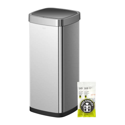 EKO EcoSmart Tall and Large Kitchen Trash Can, 80L/21.1G High Capacity, Touchless Soft Square Motion Sensor Garbage Can, Brushed Stainless Steel - size: Ecosmart 80L - Stainless Steel