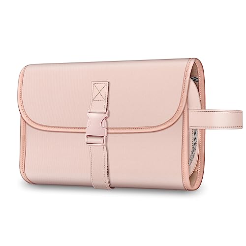 Fintie Portable Toiletry Cosmetic Travel Bag, Large Water Resistant Hanging Makeup Organizer Storage Pouch Case for Women Girls, Pink - color: Pink