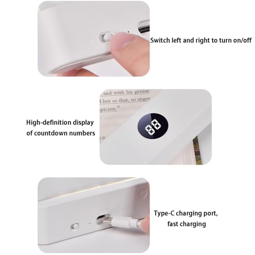 White Smart Led Reading Light, Book Light Treasure Box, Rechargeable Clear LED Flat Reading Light with 3 Colors & Timer, Doodleable Study Lamp, The Quiet Reader's Dream Lights - color: White