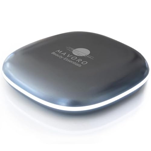 Mavoro LED Lighted Travel Makeup Mirror | 1x/10x Magnification | Rechargeable USB-C | Pocket & Purse Portable Lighted Travel Makeup Compact Mirror, Touch Sensor (Graphite Grey) - color: Graphite Grey