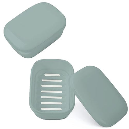 Quatish 2 Pack Travel Soap Container, Portable Soap Holder with Lid, Travel Bar Soap Holder, Soap Case for Camping Gym Travel, Soap Box for Bathroom, Greygreen - color: Greygreen