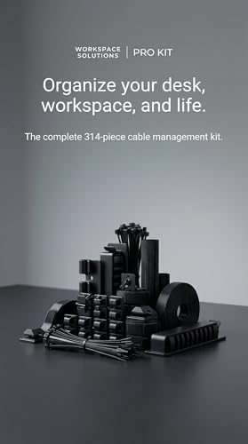 314 Piece Cord Organizer & Cable Management Set, All in One Desk and TV Cable Management Kit with Clips, Sleeves, Ties, Mounts for Home Office Perfect Tech Organizer Scissors & Travel Case Included