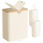SONGMICS Laundry Hamper with Lids, Laundry Basket with 2 Compartments, 39 Gal. (150 L), Removable Liner Bag, for Laundry Room, Bedroom, Living Room, Cream White and Light Bamboo ULCB523W01 - color: Cream White, size: 150L (2-Section with Double Lid)