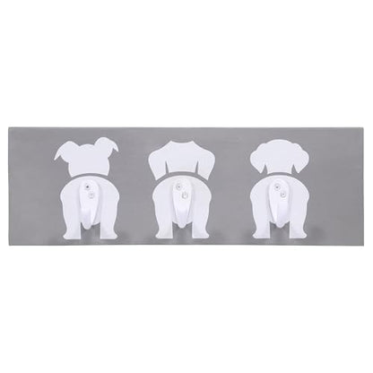 DEVLA Farmhouse Tail Key Holder for Wall - Decorative PET Leash Hanger and Coat Rack Wall Mount with Unique Dog Tail Hooks - Pet Organizer for Rustic Home Decor (Grey)