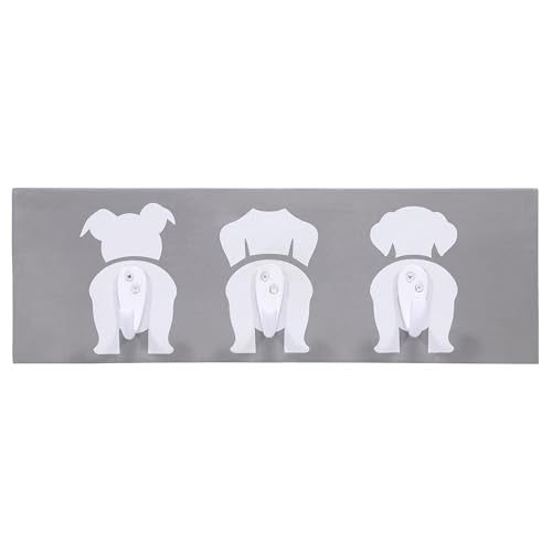 DEVLA Farmhouse Tail Key Holder for Wall - Decorative PET Leash Hanger and Coat Rack Wall Mount with Unique Dog Tail Hooks - Pet Organizer for Rustic Home Decor (Grey)