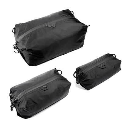 Peak Design Ultralight Terra Shell Packing Cube Bundle, Black, Travel Cubes with Strap Attachment Points and Luggage Pass Through, Zipper Opening, Travel Organizer for Men and Women, Sizes XXS, XS, S