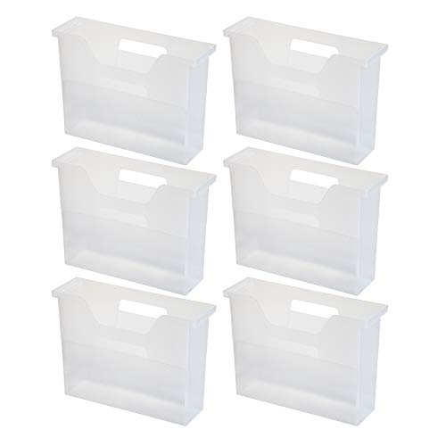 IRIS USA Small Portable Desktop File Box with Open Lid, 6 Pack, Side Handles, Hanging File Folders, Tabs & Inserts, Letter Size, Magazines, Newspapers, Mail, Books, Notebooks, Clear - size: 6 - Pack, style: Open Top Bin (S - Clear)