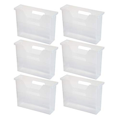 IRIS USA Small Portable Desktop File Box with Open Lid, 6 Pack, Side Handles, Hanging File Folders, Tabs & Inserts, Letter Size, Magazines, Newspapers, Mail, Books, Notebooks, Clear - size: 6 - Pack, style: Open Top Bin (S - Clear)