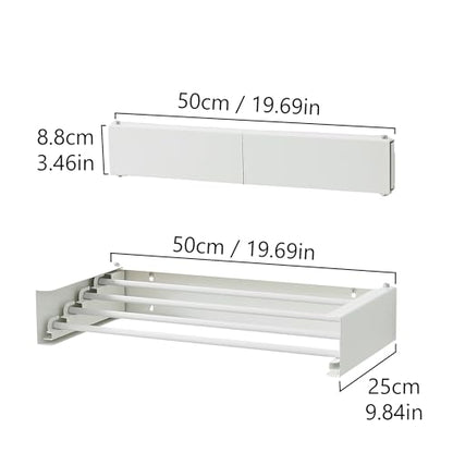RFOUO Clothes Drying Rack, Laundry Hanger Dryer Rack, Wall Mounted Drying Rack for Laundry, Foldable Drying Rack Indoor Outdoor, 19.7" Wide, 4 Aluminum Rods, 40 lb Capacity (White 19.7") - size: 19.7 Inch without hooks