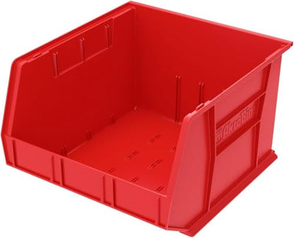 Akro-Mils 30270 AkroBins Plastic Storage Bins, Space-Saving Stackable Bins for Garage, Pantry, Craft Organization, 18" x 16" x 11", Red, 3-Pack - color: Red