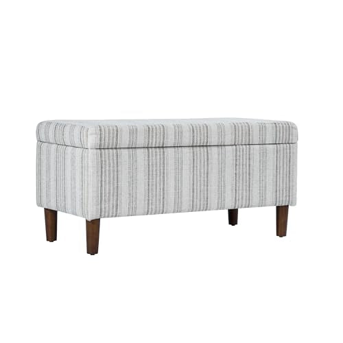 HomePop Malmo 36" Storage Bench - Gray Striped Pattern - color: Gray Striped Pattern