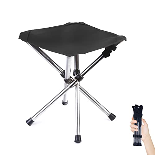 Ultra-Lightweight Stainless Steel Folding Camping Stool – Compact Portable Stool Folds to Umbrella Size (2″×2″×11.8″), Supports 275 lbs, for Hiking Fishing Picnic Garden Travel Outdoor Events - color: Telescoping Camping Stool