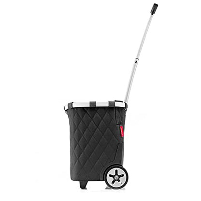 reisenthel carrycruiser Rhombus Black – Portable Shopping Trolley with Sturdy Aluminum Frame, Shoulder Strap and Removable mesh Inner Bag - Made of Water-Repellent Material. - color: Rhombus Black
