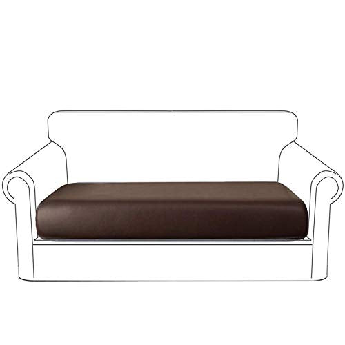 Waterproof PU Leather Sofa Cushion Covers Sofa Seat Slipcover with Elastic Bottom Durable Furniture Protector Slip Cover for Settee Seat for Replacement (Loveseat Cushion, Chocolate) - color: Chocolate, size: Loveseat Cushion
