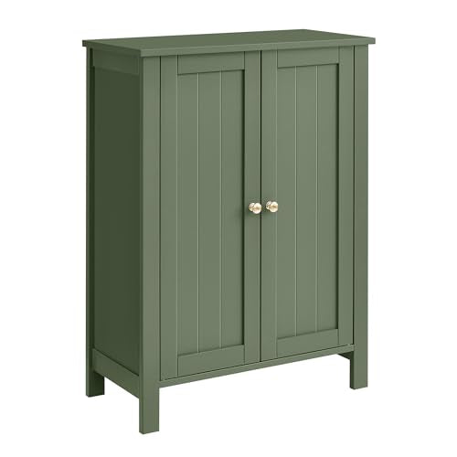 VASAGLE Bathroom Floor Storage Cabinet, Bathroom Storage Unit with 2 Adjustable Shelves, Bathroom Cabinet Freestanding, 30 x 60 x 80 cm, Forest Green UBCB060C01V1 - color: Forest Green, style: 2 Doors（31.5"）