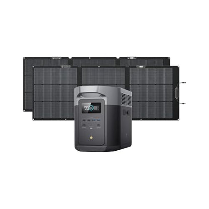 EF ECOFLOW Solar Generator Delta 2 Max 2048Wh with 2x160W Solar Panel, 2400W Portable Power Station LFP Battery, Up to 3400W AC Output, AC + Solar Fast Dual Charging 0-100% in 1 Hr for Camping RV - style: DELTA 2 Max+2*160W Solar Panel