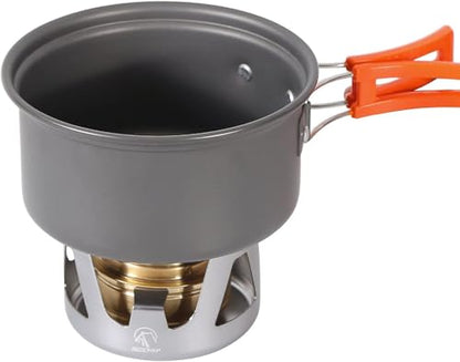 REDCAMP Mini Alcohol Stove for Backpacking, Lightweight Brass Spirit Burner with Aluminium Stand for Camping Hiking, Silver - color: Silver