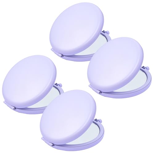 Compact Mirror for Purse, Metal Round Shell, Double-Sided 1X/2X Magnifying, Portable Travel Small Makeup Mirror, Mini Pocket Mirror, Periwinkle, 4 Packs - color: Periwinkle