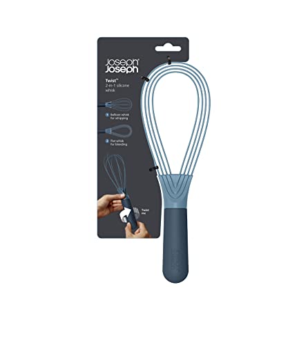 Joseph Joseph Twist Whisk 2-In-1 Collapsible Balloon and Flat Whisk Silicone Coated Steel Wire, Sky Blue - color: Blue
