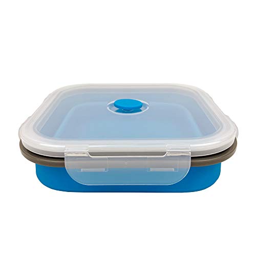 CARTINTS Large 1200ml Collapsible Bowls with Lids Silicone Camping Bowls, with Airtight Lids, Microwave and Freezer Safe, Set of 3 - color: blue+grey+green