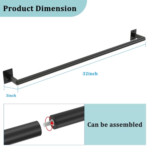 2 Packs 32 Inch Bathroom Towel Bar, 2Pcs Towel Racks for Bathroom, JIAPAIDUO Bathroom Towel Rack Wall Mounted, Bath Hand Towel Holder Organizer, Modern Home Decor Towel Rod Bathroom, Matte Black - size: 32 inch (2 Packs)