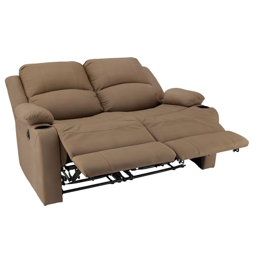 Camper Comfort Faux Suede Leather Reclining Chair, Cappuccino, 58" Wide x 41" Tall x 30" Deep, Wall Hugging Fit for RVs - color: Cappuccino, style: Powered