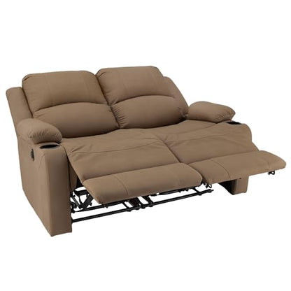 Camper Comfort Faux Suede Leather Reclining Chair, Cappuccino, 58" Wide x 41" Tall x 30" Deep, Wall Hugging Fit for RVs - color: Cappuccino, style: Powered