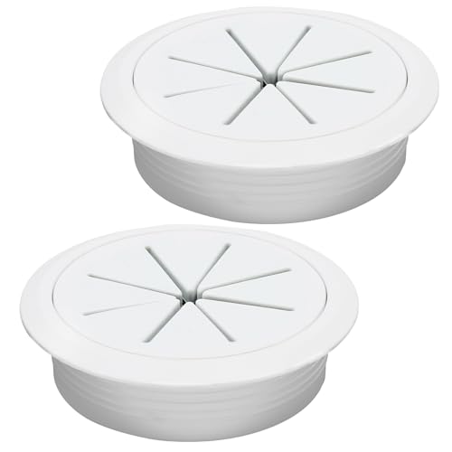 Desk Grommet 2-3/8" (60 mm), Desk Hole Cover for Cables White, Cable Grommet ABS Plastic, Desk Hole Grommet for Office and Home Table Cable, Detachable & Flexible Cable Cord Organizer-2 Pcs - size: 2-3/8"(60 mm)-2Pcs, style: White